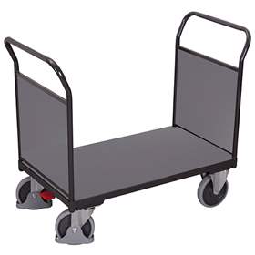 Plattformwagen VARIOfit mit 2 Stirnwänden, 1200 x 800 mm, Tragfähigkeit 500 kg, Farbe Anthrazit RAL7016 /Platte Grau