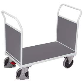 Plattformwagen VARIOfit mit 2 Stirnwänden, 1200 x 800 mm, Tragfähigkeit 500 kg, Farbe Lichtgrau RAL7035 /Platte Grau