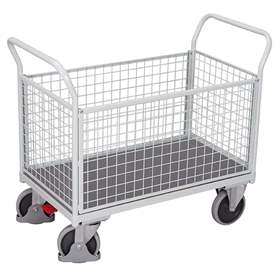 Plattformwagen VARIOfit mit 4 Gitterwänden, 1200 x 800 mm, Tragfähigkeit 500 kg, Farbe Lichtgrau RAL7035 /Platte Grau