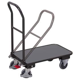 Platformwagen VARIOfit mit einem klapbarem Schiebebügel, 720x450 mm, Tragfähigkeit 150 kg, Farbe Anthrazit RAL7016 /Platte Grau