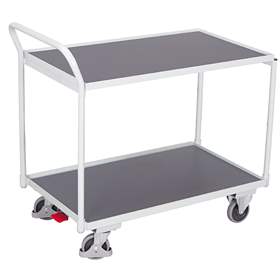 Tischwagen VARIOfit mit 2 Etagen, 1000x600 mm, Tragfähigkeit 250 kg, Farbe Lichtgrau RAL7035 /Platte Grau