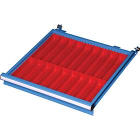 Facheinsatz aus Kunststoff, Rot, 18-teilig, für Schubladen 459 x 459 mm