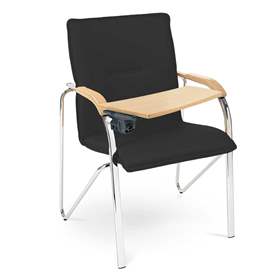 Besucher-Sessel SAMBA mit Schreibpult, Kunstleder, Farbe schwarz