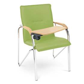 Besucher-Sessel SAMBA mit Schreibpult, Kunstleder, Farbe grün