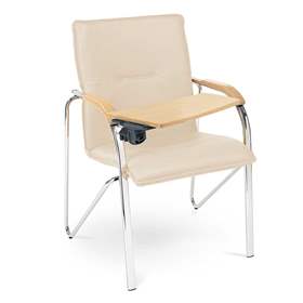 Besucher-Sessel SAMBA mit Schreibpult, Kunstleder, Farbe beige