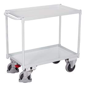 Montagehilfswagen VARIOfit mit 2 Wannenböden, 995x695 mm, Tragfähigkeit 400 kg, Farbe Lichtgrau RAL7035