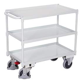 Montagehilfswagen VARIOfit mit 3 Wannenböden, 995x695 mm, Tragfähigkeit 400 kg, Farbe Lichtgrau RAL7035