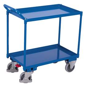 Montagehilfswagen VARIOfit mit 2 Wannenböden, Hochbügel, 845x495 mm, Tragfähigkeit 400 kg