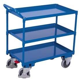 Montagehilfswagen VARIOfit mit 3 Wannenböden, Hochbügel, 845x495 mm, Tragfähigkeit 400 kg