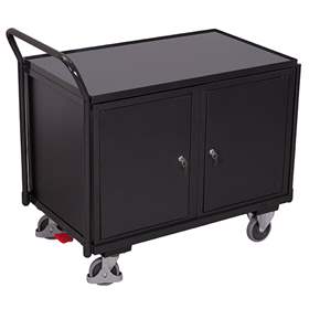 Werkstattwagen VARIOfit, Traglast 250 kg, Ladefläche 985 x 590 mm, 2 Fachbodenschränke, Farbe Anthrazit RAL7016 /Platte Grau
