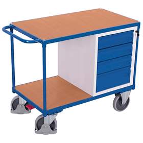 Cărucior de atelier - cărucior de scule, cap. port. 500 kg, platformă de încărcare 1060 x 600 mm, 4 sertare