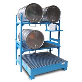 Fassständer mit Auffangwanne 215 l und Gitterrost, 1 Gestell mit Rost, 1 Fassgestell