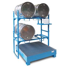 Fassständer mit Auffangwanne 215 l und Gitterrost, 2 Fassgestells