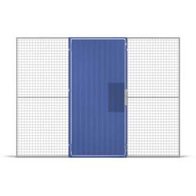 Stahlblech-Einflügeltür für Vorhängeschloss, HxB: 2200x1000 mm, Farbe Blau