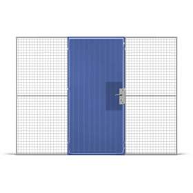 Stahlblech-Einflügeltür mit Griff (Euro-Zylinderschloss), HxB: 2200x1000 mm, Farbe Blau