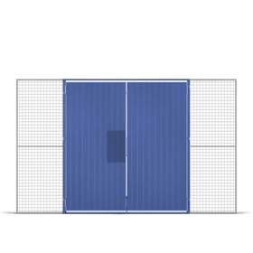 Stahlblech-Zweiflügeltür für Vorhängeschloss, HxB: 2200x2000 mm, Farbe Blau