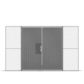 Stahlblech-Zweiflügeltür mit Griff (Euro-Zylinderschloss), HxB: 2200x2000 mm, Farbe Grau