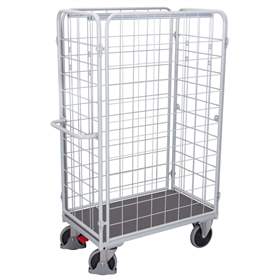 Gepäckwagen VARIOfit, hoch 1820 mm, 4-seitig, Ladefläche 1200x800 mm, Tragfähigkeit 500 kg, Farbe Lichtgrau RAL7035 /Platte Grau