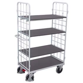 Etagenwagen VARIOfit mit 2 Stirnwänden, Höhe 1820 mm, 4 Etagen 1000x700 mm, Tragfähigkeit 500 kg, Farbe Lichtgrau RAL7035 /Platte Grau