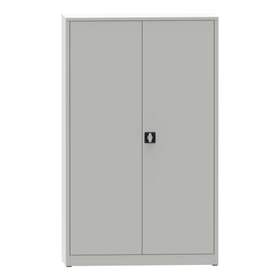Svařovaná skříň s dvoukřídlými dveřmi, v x š x h: 1950x1200x400 mm, 4 police, barva šedá RAL7035