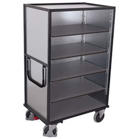 Schrankwagen VARIOfit mit 5 Etagen, Stahlblechwände verzinkt, 1245 x 785 mm, Tragfähigkeit 500 kg, Farbe Anthrazit RAL7016 /Platte Grau