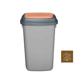 Abfallbehälter QUATRO, aus Kunststoff, Volumen 45 l, Farbe grau, Deckel braun