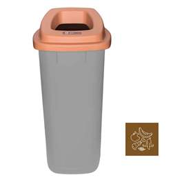 Abfallbehälter SORT, aus Kunststoff, Volumen 90 l, Farbe grau, Deckel braun