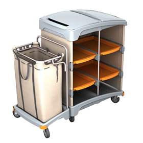 Carucior de servire și serviciu XL cu suporturi sac de 120 l pentru rufe, 1430x640x1240 mm