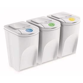 Preiswerter Wertstoffsammler-3 Set SORTIBOX, Volumen 3x35 l, Farbe Lichtgrau