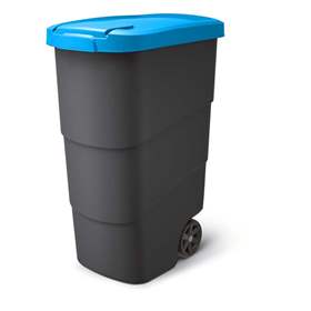 Coș gunoi din material plastic pentru materiale reciclabile, volum 90 l, antracit/capac culoare albastru