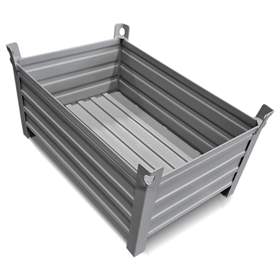 Ohradová paleta kovová, profesionální, 1200x800 mm, 1500 kg, 4 plné bočnice, na nohách, šedá RAL7005