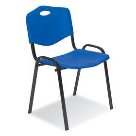 Einfacher Stuhl ISO aus Kunststoff, Farbe blau, Stahlkonstruktion schwarz lackiert