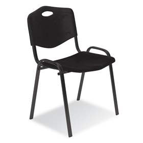 Stapelstuhl ISO aus Kunststoff, Farbe Schwarz, Stahlkonstruktion Schwarz lackiert