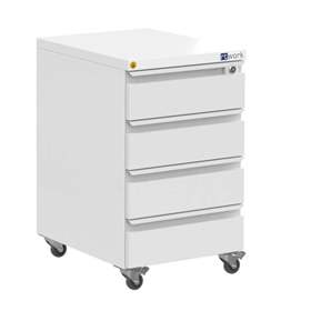 Schubladencontainer ESD, fahrbar, antistatisch pulverbeschichtet, 4 Schubladen, BxTxH: 440x505x663 mm