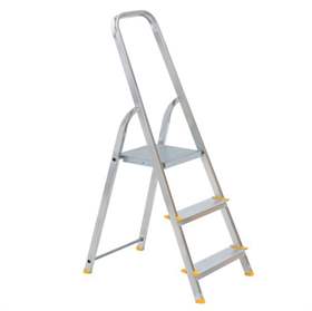 Alu-Stehleiter EUROSTYL, einseitig, Standardasuführung, 3 Stufen