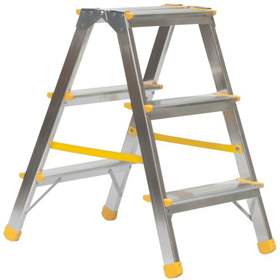 Alu-Stehleiter EUROSTYL, beidseitig, Standardausführung, 2 x 3 Stufen