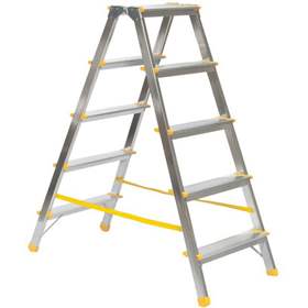 Alu-Stehleiter EUROSTYL, beidseitig, Standardausführung, 2 x 5 Stufen