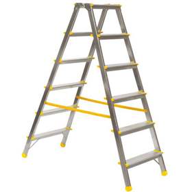 Alu-Stehleiter EUROSTYL, beidseitig, Standardausführung, 2 x 6 Stufen
