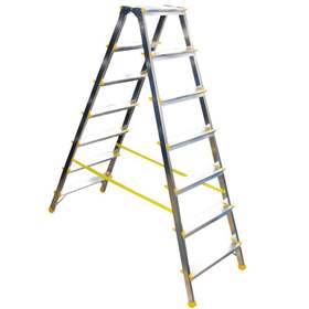 Alu-Stehleiter EUROSTYL, beidseitig, Standardausführung, 2 x 7 Stufen