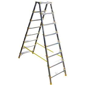 Alu-Stehleiter EUROSTYL, beidseitig, Standardausführung, 2 x 8 Stufen