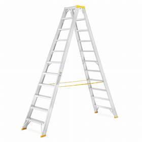 Alu-Stehleiter FORTE, beidseitig, Profi-Ausführung, 2 x 11 Stufen