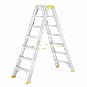 Alu-Stehleiter FORTE, beidseitig, Profi-Ausführung, 2 x 7 Stufen