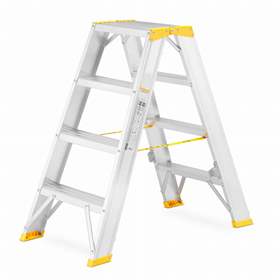 Alu-Stehleiter FORTE, beidseitig, Profi-Ausführung, 2 x 4 Stufen