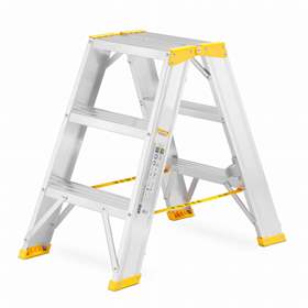 Alu-Stehleiter FORTE, beidseitig, Profi-Ausführung, 2 x 3 Stufen