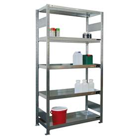Regalständer für gefährliche, flüssige Stoffe, verzinkt, Grundregal, 2000x1000x500 mm