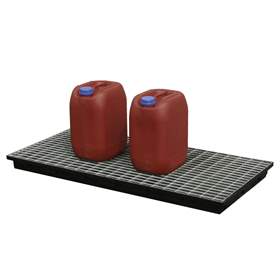 PE-Auffangwanne mit Stahlgitterrost, 980 x 600 mm, Schwarz