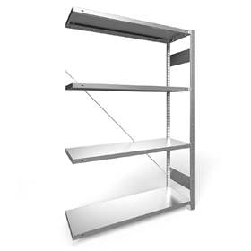 Steckregal CLIP S3, V: 2000 mm, 4 Fachböden 1500 x 400 mm, Traglast 200 kg, verzinkt, Anbau-Element