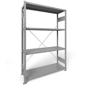 Steckregal CLIP S3, V: 2000 mm, 4 Fachböden 1500 x 400 mm, Traglast 200 kg, grau RAL7035, Grund-Element