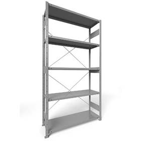 Regál zásuvný CLIP S3, V: 2500 mm, 5 polic 1500 x 400 mm, nosnosť 200 kg, šedá RAL7035, základný