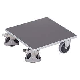 Transportroller 500 x 500 mm, Tragfähigkeit 400 kg, Ladefläche aus MDF-Platte mit Dekor /Lichtgrau RAL7035